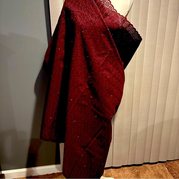 Polish Cotton Lace Fabric Swiss Voile Dry Lace Purple - Picture 3 of 4